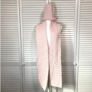 NWT Handmade Crocheted Skinny Chenille Pink Textured Adult Beanie Scarf 75”